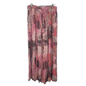 Free‎ People Women's Pink Print Harem High Rise Wide Leg Activewear Pants Size L